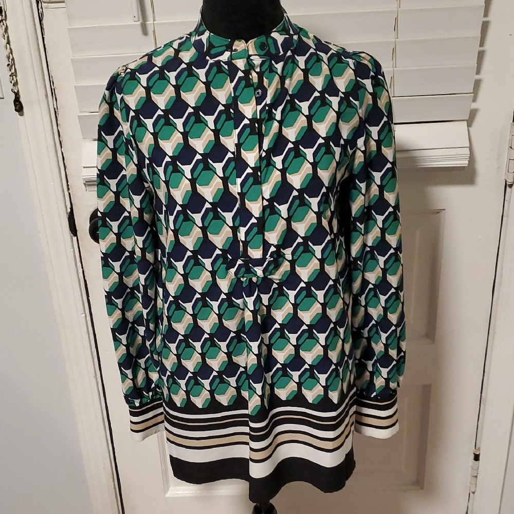 Anne Klein Multicolor Geometric Blouse